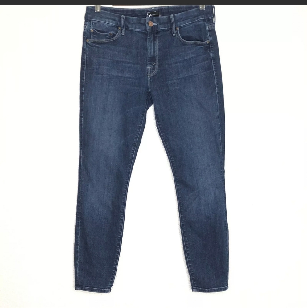 Mother Skinny Jeans Women's Size 30 Cropped midrise Dark Wash Here Kitty Kitty
